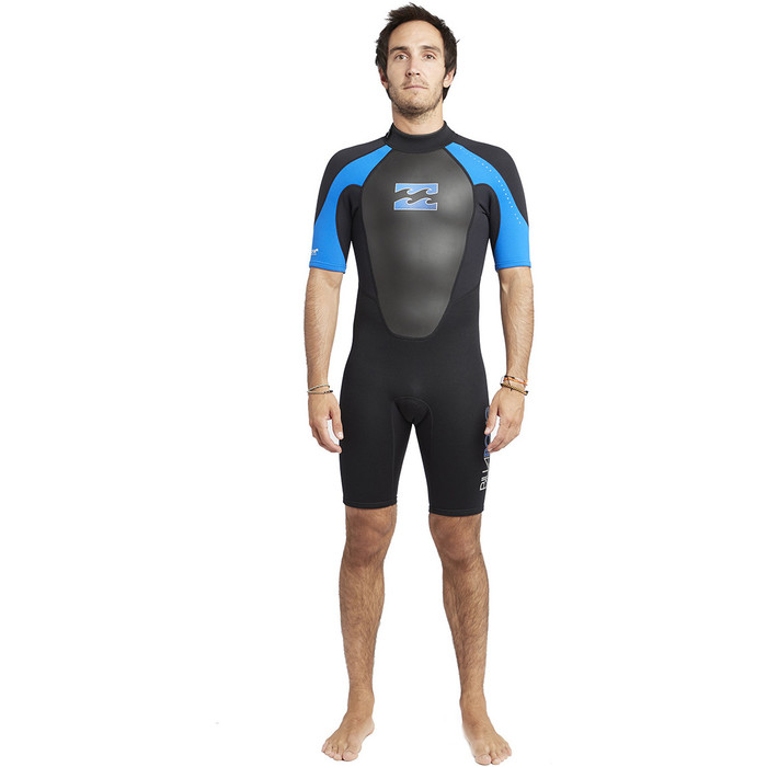 2020 Billabong De Los Hombres Intruder 2mm Back Zip Shorty Wetsuit S42m21 Negro / Azul