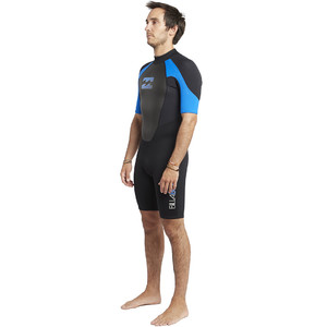 2020 Billabong De Los Hombres Intruder 2mm Back Zip Shorty Wetsuit S42m21 Negro / Azul