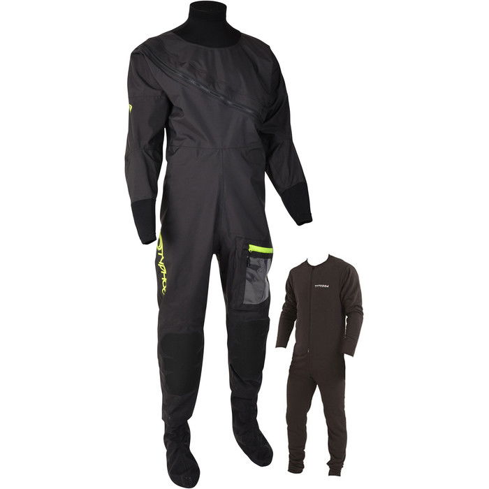 2024 Typhoon Mens Ezeedon 4 Front Zip Drysuit & Free Underfleece 100174 - Black