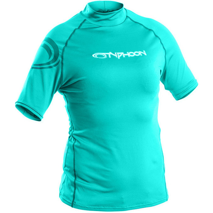 2019 Typhoon Junior Short Sleeve Rash Vest Aqua Green 430075