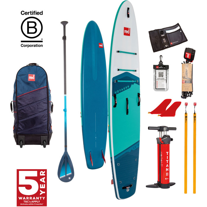 2024 Red Paddle Co 12'0'' Voyager MSL Stand Up Paddle Board, Bag, Pump & Hybrid Tough Paddle Package 001-001-002-0063 - Blue