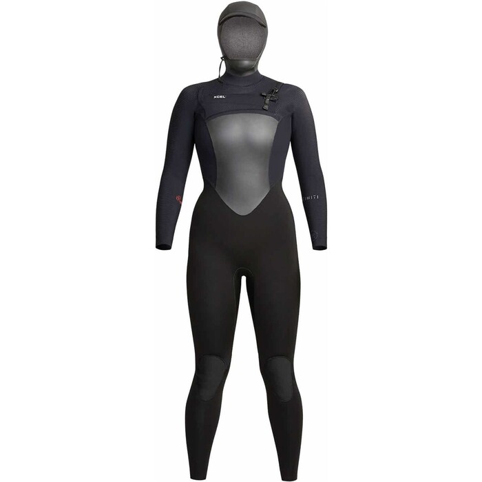 2023 Xcel Womens Infiniti X2 6/5mm Chest Zip Hooded Wetsuit XWQ65ZHN0 - Black