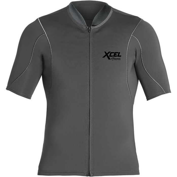 2023 Xcel Hombre Camiseta De Neopreno Con Front Zip Manga Corta De 1mm Graphite