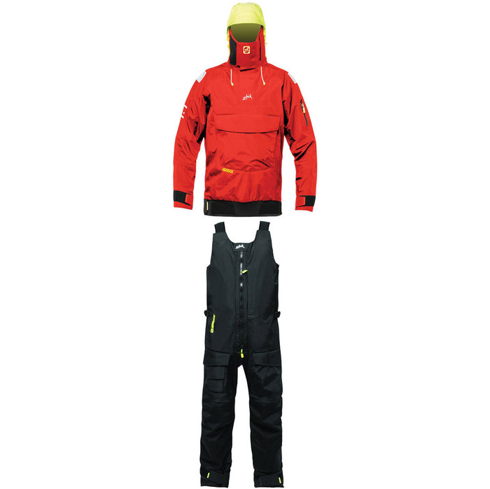 2024 Zhik Isotak 2 Smock Sm851 Y Salopettes Sal851 Combi Set Flame Red / Black