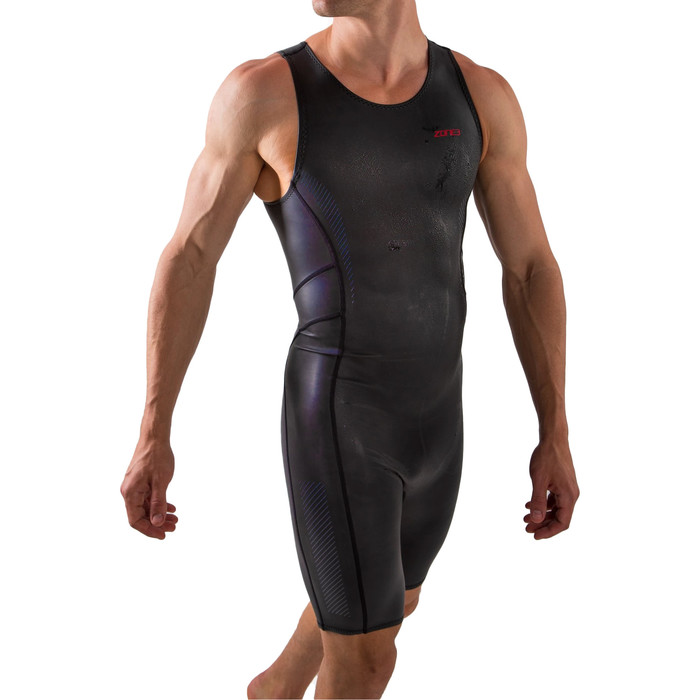 2023 Zone3 Hombres 1.5mm Neoprene Kneeskin Sin Mangas Shorty Neopreno NA18MKNE101 - Black / Red