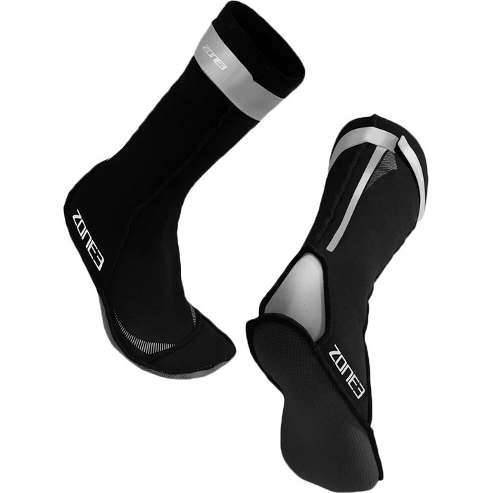 2024 Zone3 Neoprene Swimming Socks NA18UNSS - Black / Reflective Silver