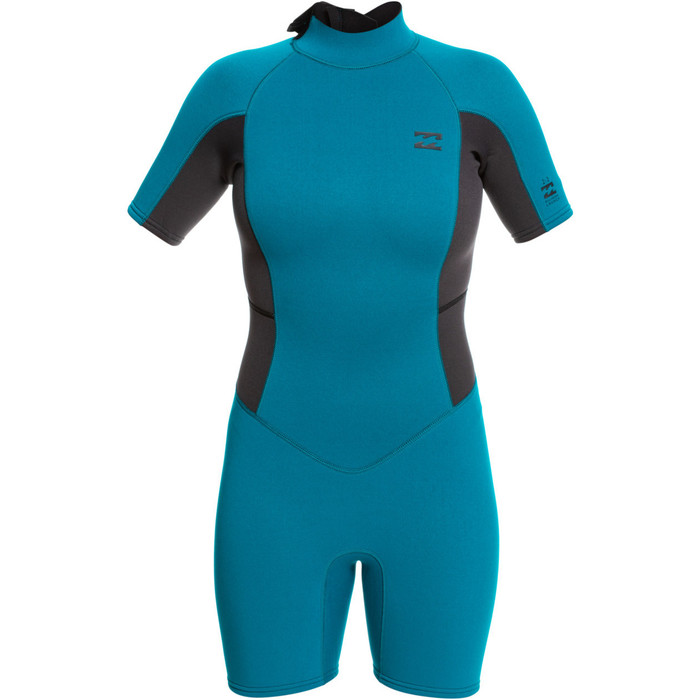 2023 Billabong Womens Launch 2mm Back Zip Shorty Wetsuit ABJW500109 - Pacific