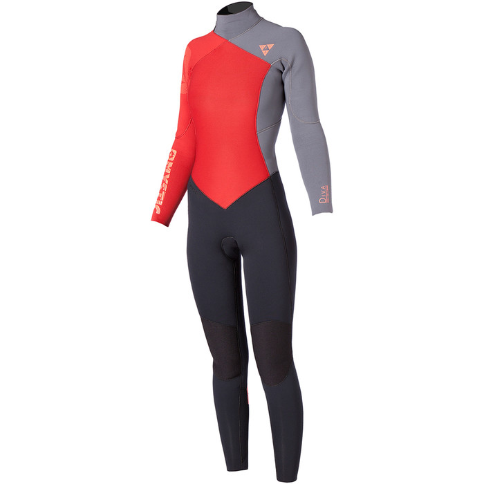 Mystic Diva Ladies 4/3mm Back Zip Zip Wetsuit - Coral/Grey 150070