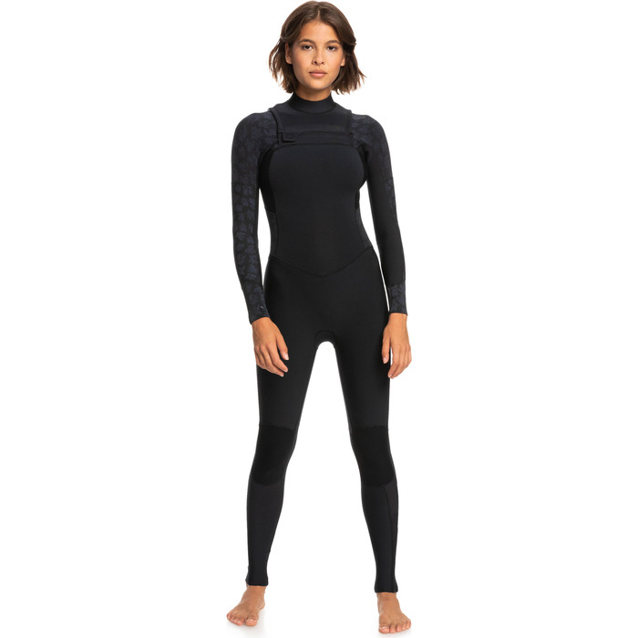 2024 Roxy Mujer Swell Series 3/2mm Chest Zip Neopreno ERJW103122 - Black