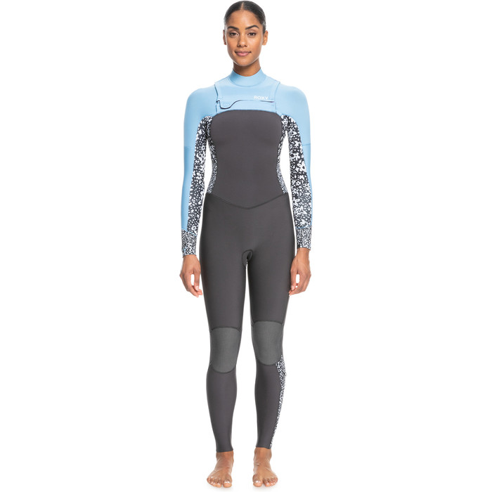 2024 Roxy Mujer Swell Series 3/2mm Chest Zip Neopreno ERJW103122 - Jet / Boy Blue