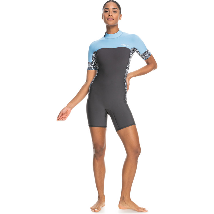 2024 Roxy Womens Swell Series 2mm Back Zip Shorty Wetsuit ERJW503027 - Jet / Boy Blue