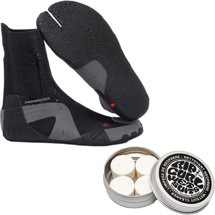 2024 Rip Curl Dawn Patrol 3mm Split Toe Botas De Neopreno Y Piss Off Wetsuit Cleaner Tabs Bundle WBOPO - Black