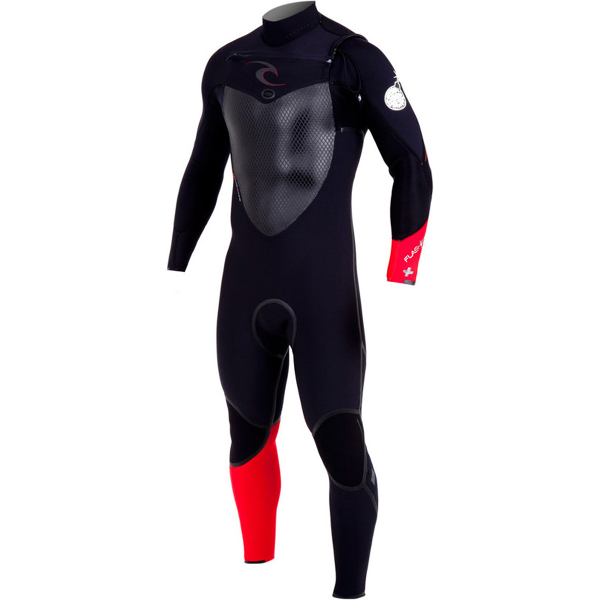 2014 Rip Curl Flashbomb PLUS 3/2 mm GBS Chest Zip Vapor Traje Negro / Rojo WSM4GF