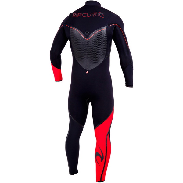 2014 Rip Curl Flashbomb PLUS 3/2 mm GBS Chest Zip Vapor Traje Negro / Rojo WSM4GF