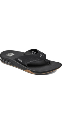2026 Reef Mens Fanning Flip Flops BLACK SILVER R2026