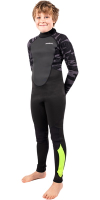 2026 Gul Junior Response 3/2mm Flatlock Back Zip Neopreno RE1322-C1 - Black / Contour Camo