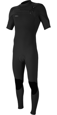 2026 ONeill Mens Hyperfreak 2mm Short Sleeve Chest Zip Wetsuit 5497 - Black