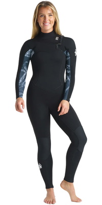 2025 C-Skins Womens Solace 5/4/3mm GBS Chest Zip Wetsuit C-SO54WCZ - Black / Tropical Black / White