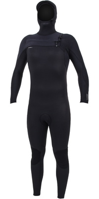 2025 ONeill Mens HyperFreak+ 4/3mm Chest Zip Hooded Wetsuit 5346 - Black