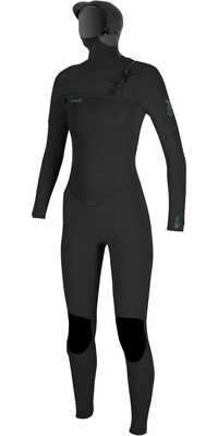 2025 ONeill Mujer Epic 6/5/4mm Chest Zip Con Capucha Neopreno 5378 - Black
