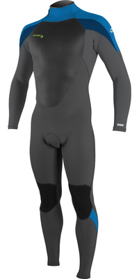 2026 ONeill Youth Epic 4/3mm Back Zip Wetsuit 4216B - Black / Bali Blue