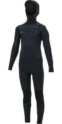 2025 ONeill Youth Hyperfreak+ 5/4mm Chest Zip Con Capucha Neopreno 5352 - Black