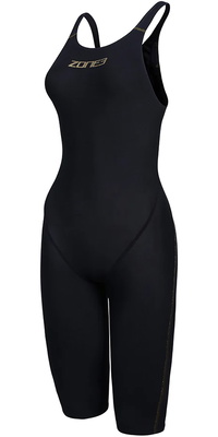 2026 Zone3 Mujer Performance Speed Zipfree Sin Mangas Shorty Swim Kneeskin SW18WFKX101 - Black / Gold