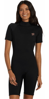 2026 Billabong Mujer Foil 2mm Back Zip Shorty Neopreno ABJW500112 - Black
