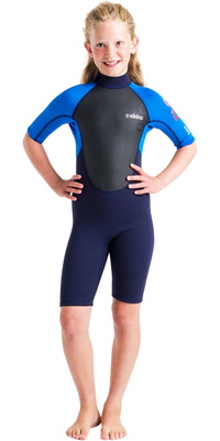 2026 C-Skins Junior Element 3/2mm Back Zip Shorty Neopreno C-EL32SHJ - Slate / Cyan / Multi