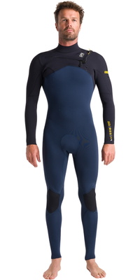 2026 C-Skins Hombres NuWave Session 3/2mm Gbs Chest Zip Neopreno C-NSE32MCZ - Bluestone / Black X / Saffron