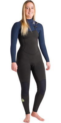 2025 C-Skins Womens NuWave Solace 5/4/3mm Chest Zip Wetsuit C-NSO54WCZ - Black / Bluestone / Cool Green