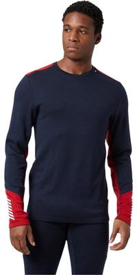 Helly Hansen Hombres Lifa Merino Midweight Crew Capa Base 49364 - Navy