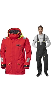 2026 Helly Hansen Hombres Skagen Chaqueta Y Pantalón De Vela Offshore 3425534254 - Black / Rojo