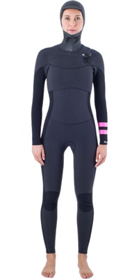 2025 Hurley Mujer Plus 5/3mm Con Capucha Chest Zip Neopreno WFS0012544 - Black / Graphite