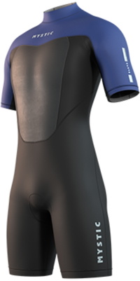 2026 Mystic Hombres Brand 3/2mm Back Zip Flatlock Shorty Neopreno 35000.250035 - Black / Blue