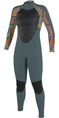 2025 ONeill Mujer Epic 4/3mm Back Zip Neopreno 4214B - Shade / Arta Geo