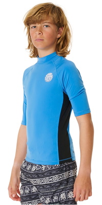 2025 Rip Curl Junior Lycra De Manga Corta Cepillada UV Icons 11ZBRV - Blue Gum