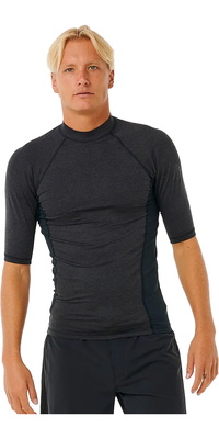 2025 Rip Curl Mens Dawn Patrol Performance UPF Short Sleeve Rash Vest 14BMRV - Black Marled