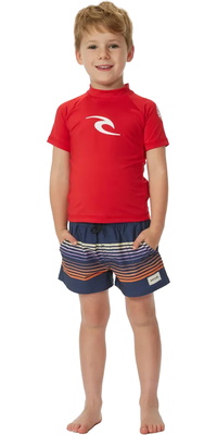 2025 Rip Curl Infantes Brand Wave UPF Chaleco De Lycra De Manga Corta TNQTRV - Red