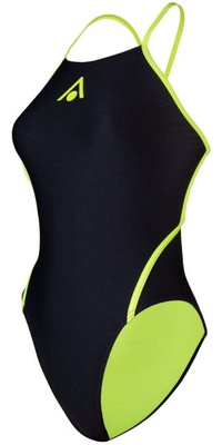 2025 Aquasphere Mujer Essential Bañador Ajustable Con Espalda Diamante SW4730107 - Black / Amarillo