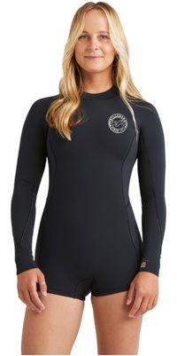 2026 Billabong Mujer Spring Fever Natural 2mm Back Zip Traje De Primavera ABJW400133 - Black