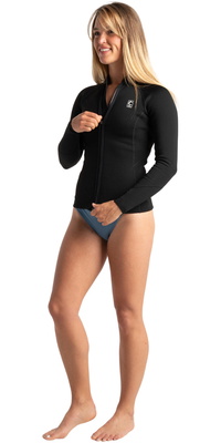 2026 C-Skins Mujer NuWave Solace Lite 1.5mm Chaqueta Con Cremallera C-NSOL15VELS - Black