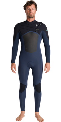 2026 C-Skins Hombres NuWave ReWired 3/2mm Chest Zip Neopreno C-NRW32MCZ - Bluestone X / Black