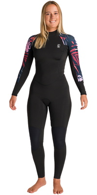 2026 C-Skins Mujer NuWave Solace Lite 3/2mm Back Zip Neopreno C-NSOL32STW - Black / Tropical
