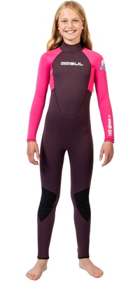 2025 Gul Junior G-Force Natur 3/2mm Back Zip Neopreno GF1307-PUPI - Purple / Pink