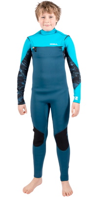 2026 Gul Junior Response 5/4mm Chest Zip Neopreno RE1251 - Navy / Cyan