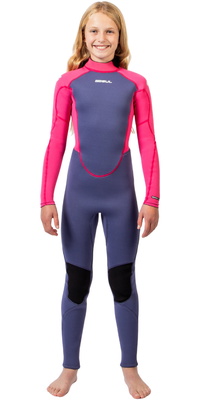 2026 Gul Junior Response Natur 3/2mm Flatlock Back Zip Neopreno RE1322-BLPI - Blue / Pink