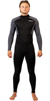 2026 Gul Hombres Response Natur 3/2mm Back Zip Neopreno RE1321-BKGY - Black / Grey