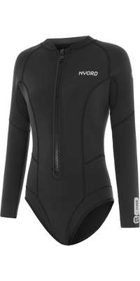 2026 Nyord Mujer Solu Yulex 2/2mm Manga Larga Front Zip Spring Shorty Neopreno SOLWHL22001-BLK - Black