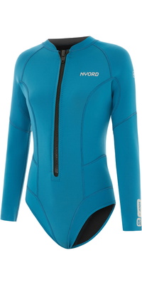 2026 Nyord Mujer Solu Yulex 2/2mm Manga Larga Front Zip Spring Shorty Neopreno SOLWHL22001-CBL - Celestial Blue